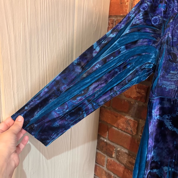 Unity World Wear women’s velour boho fairy grunge Y2K tunic top blue XL - Picture 3 of 7